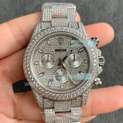 JVS Factory Rolex Daytona Iced Out Watch SS Diamond Dial Watch 40MM